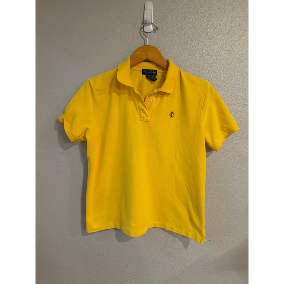 Lauren Ralph Lauren Tops - Lauren Ralph Lauren Polo Shirt Womens Size P/L Yellow Cotton Crest Preppy Summer